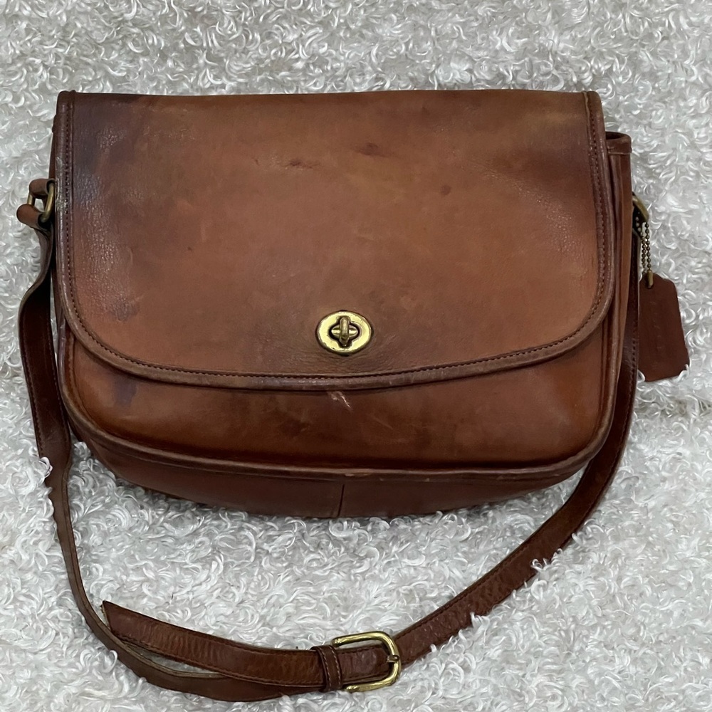 Vintage Coach City Flap Crossbody Bag.